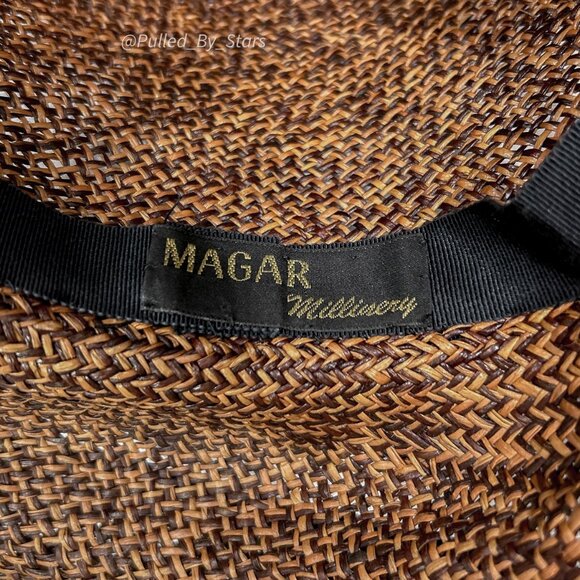 Vintage Custom-Made Artisan Magar Hatworks Millinery 17" Wide Brim Straw Sun Hat - Picture 16 of 16